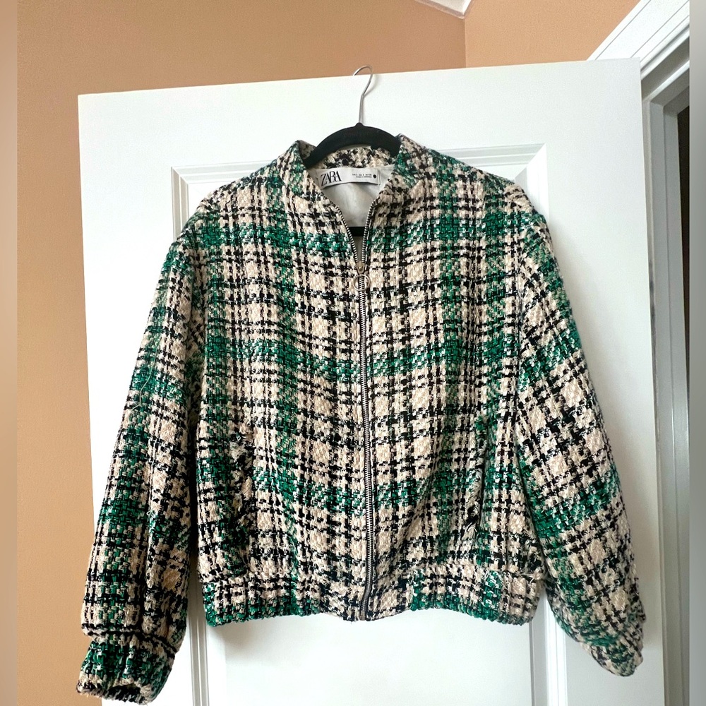 Zara Green Plaid Women's Jacket